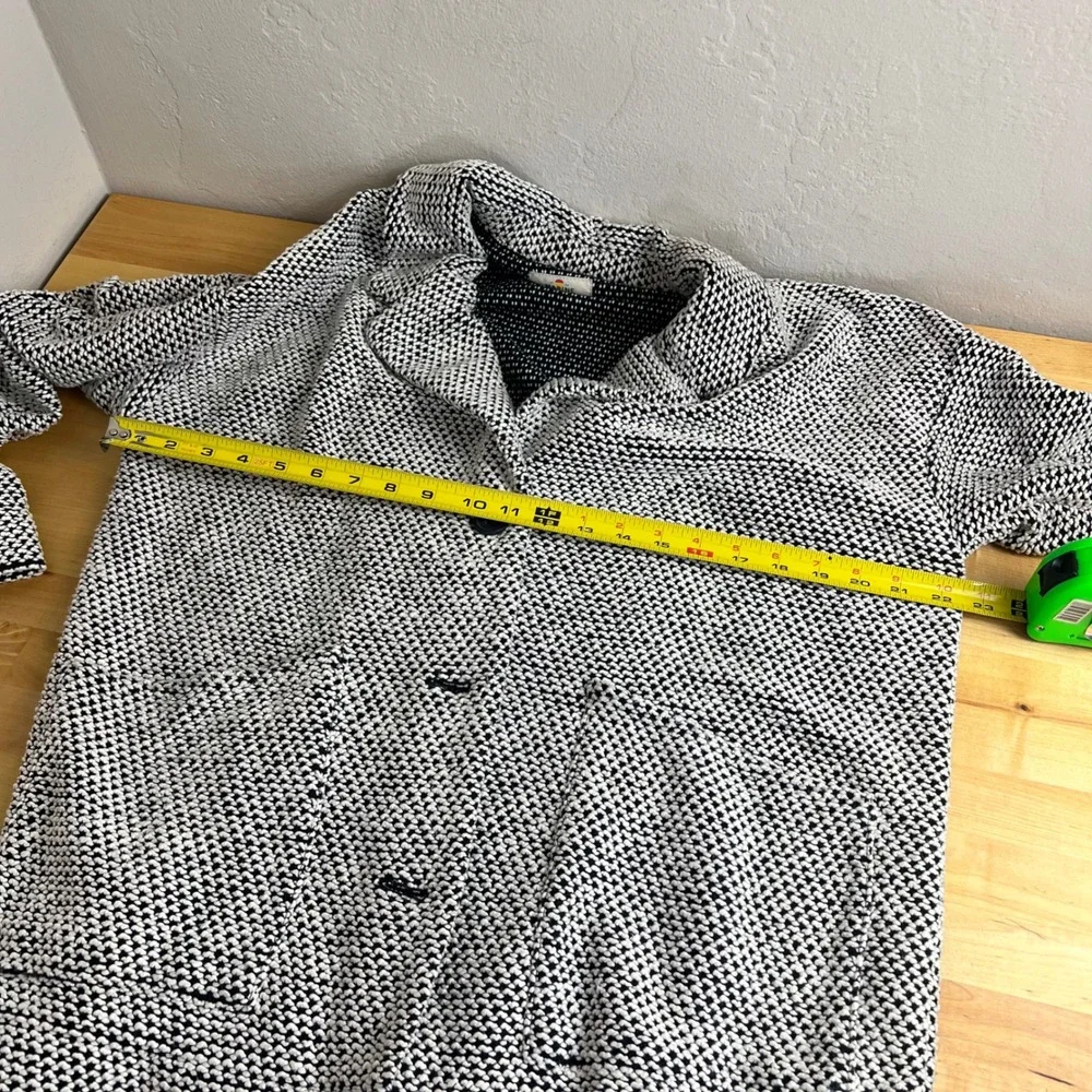 Marine Layer Blazer Jacket Black White Textured Knit Button Front Coatigan Large